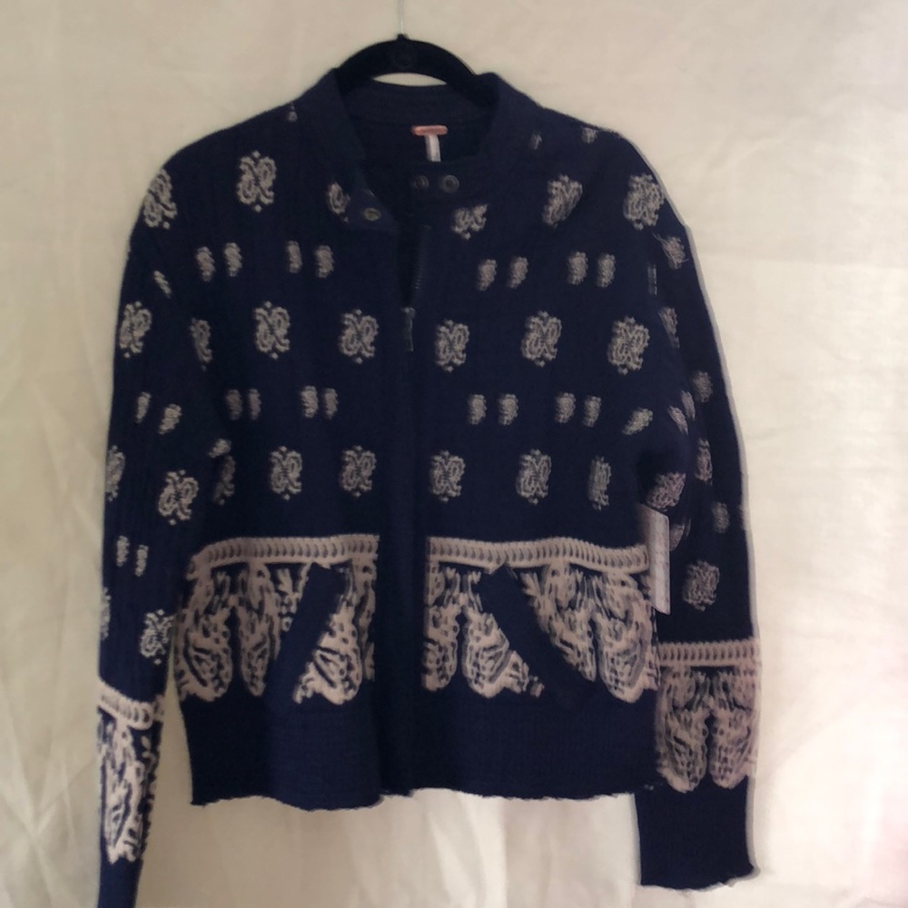 New Free People cotton zipped top